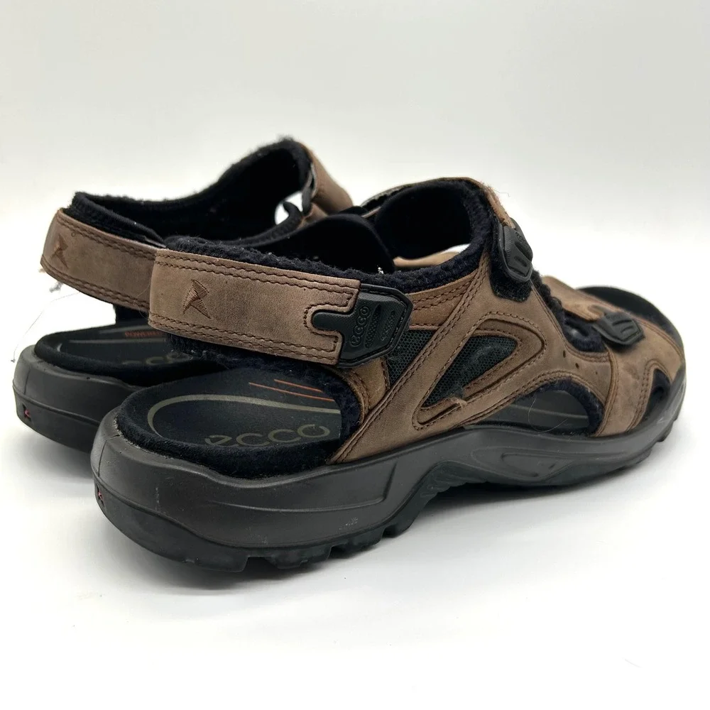 ECCO Yucatan Sport Sandals Mens 45 Brown Leather Hiking Walking Receptor Strappy